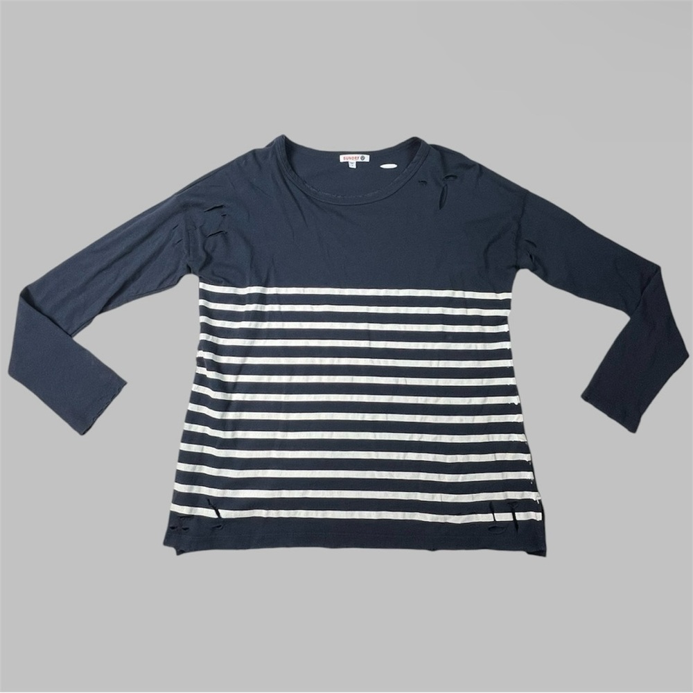 Sundry distressed striped shirt